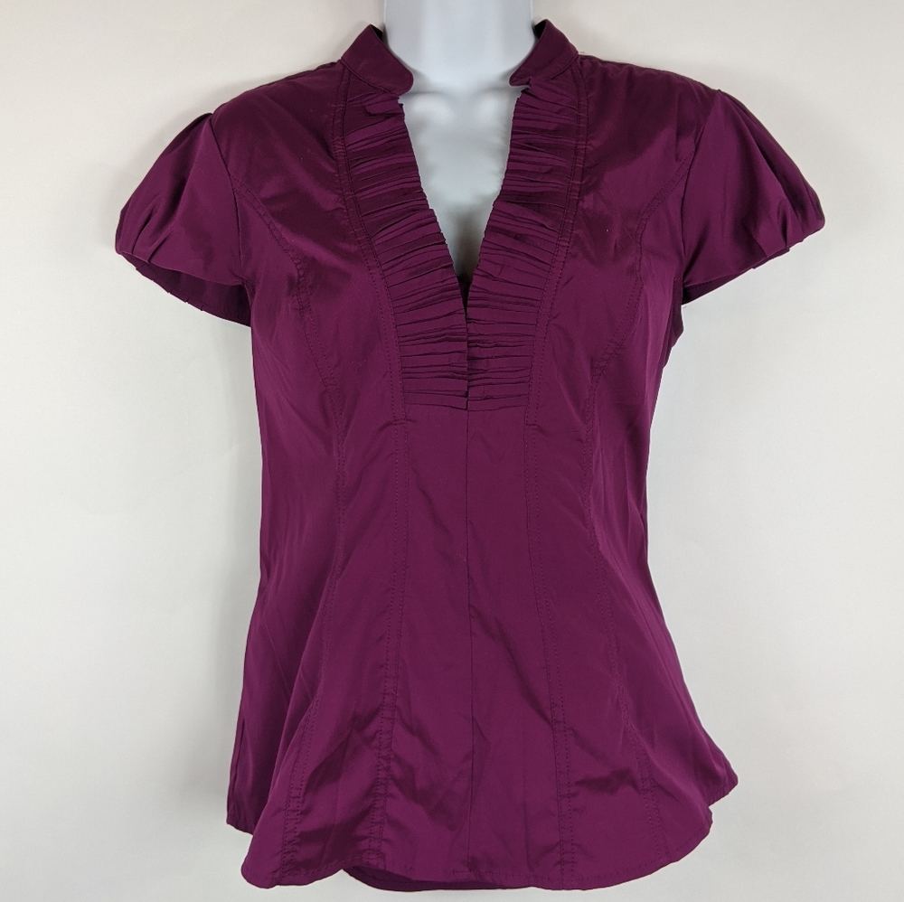 Express Design Studio Purple Ruffle Pleated Blouse